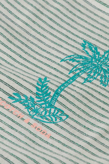 RUFFLE DETAIL LUREX STRIPE RELAXED-FIT T-SHIRT OCEAN STRIPE 3