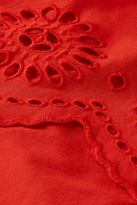 TIERED BRODERIE ANGLAISE SKIRT LOBSTER RED 3