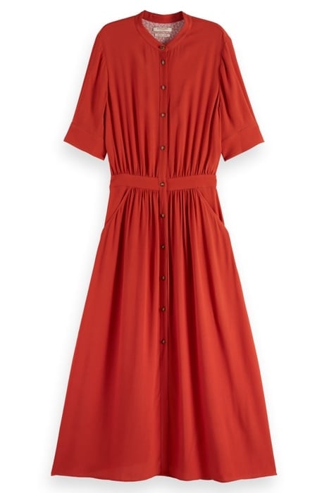 MIDI DRESS WITH BUTTON CLOSURE RUSTIC CORAL 1