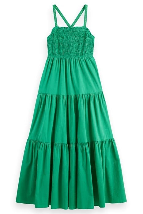 MAXI DRESS WITH SMOCK DETAIL SCUBA GREEN 1