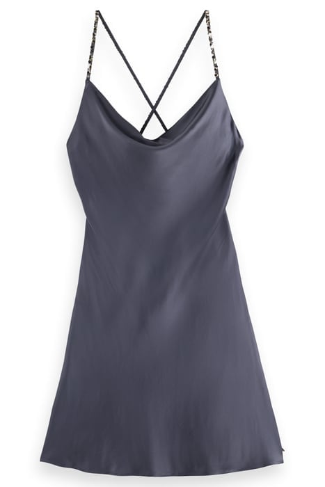 COWL NECK MINI DRESS WITH SEQUINS STRAPS ANTRA 1