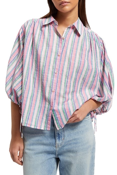 STRIPED BALLOON SLEEVE SHIRT BEACH STRIPE 1