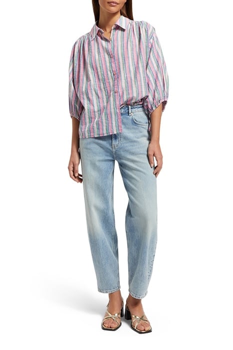 STRIPED BALLOON SLEEVE SHIRT BEACH STRIPE 3