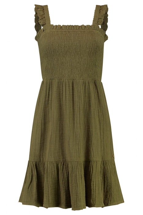 BORA-BORA DRESS MOUSSELINE WAFFLE FOREST GREEN 5