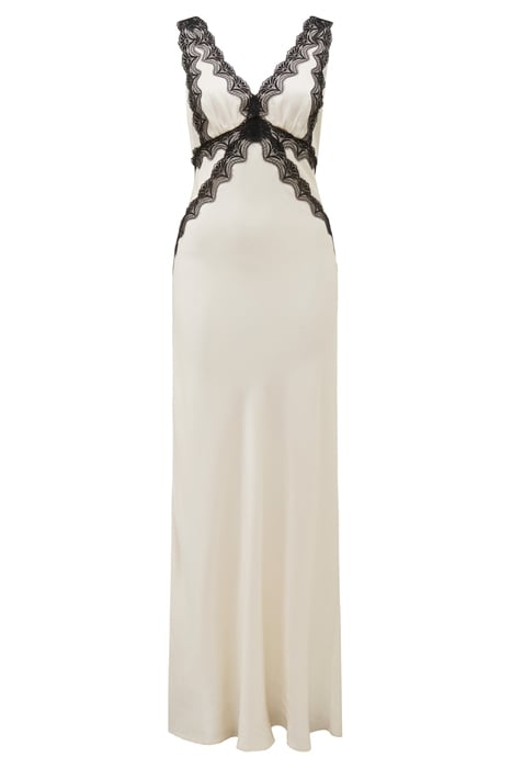 AMELIA LACE TRIM SATIN MIDI IVORY 3
