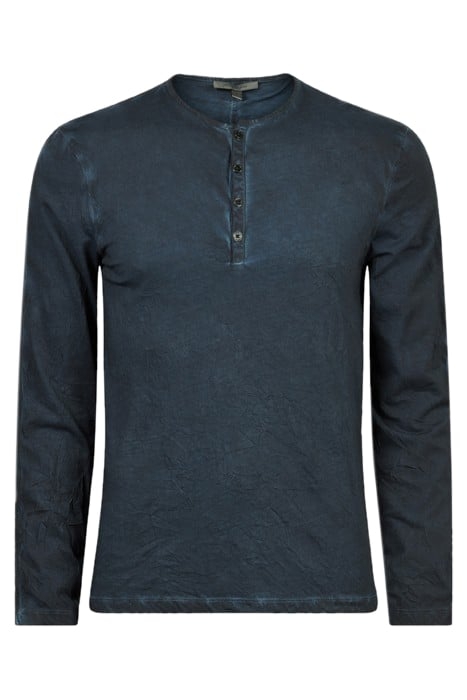GREENWICH REGULAR FIT LS HENLEY WITH COL CAPRI BLUE 1