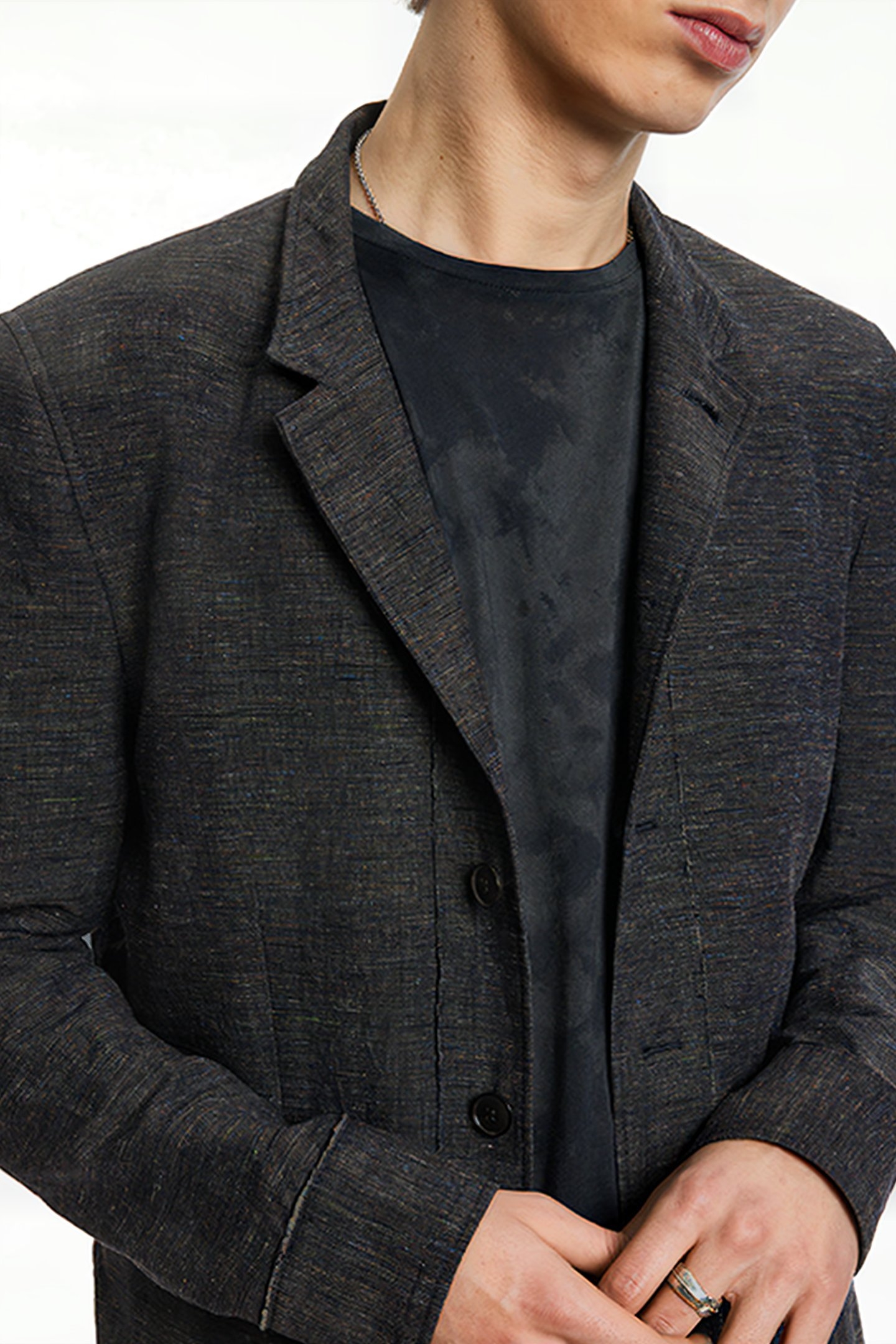 SLIM FIT JACKET WITH BANDCOLALR WITH RAW MARINE 3