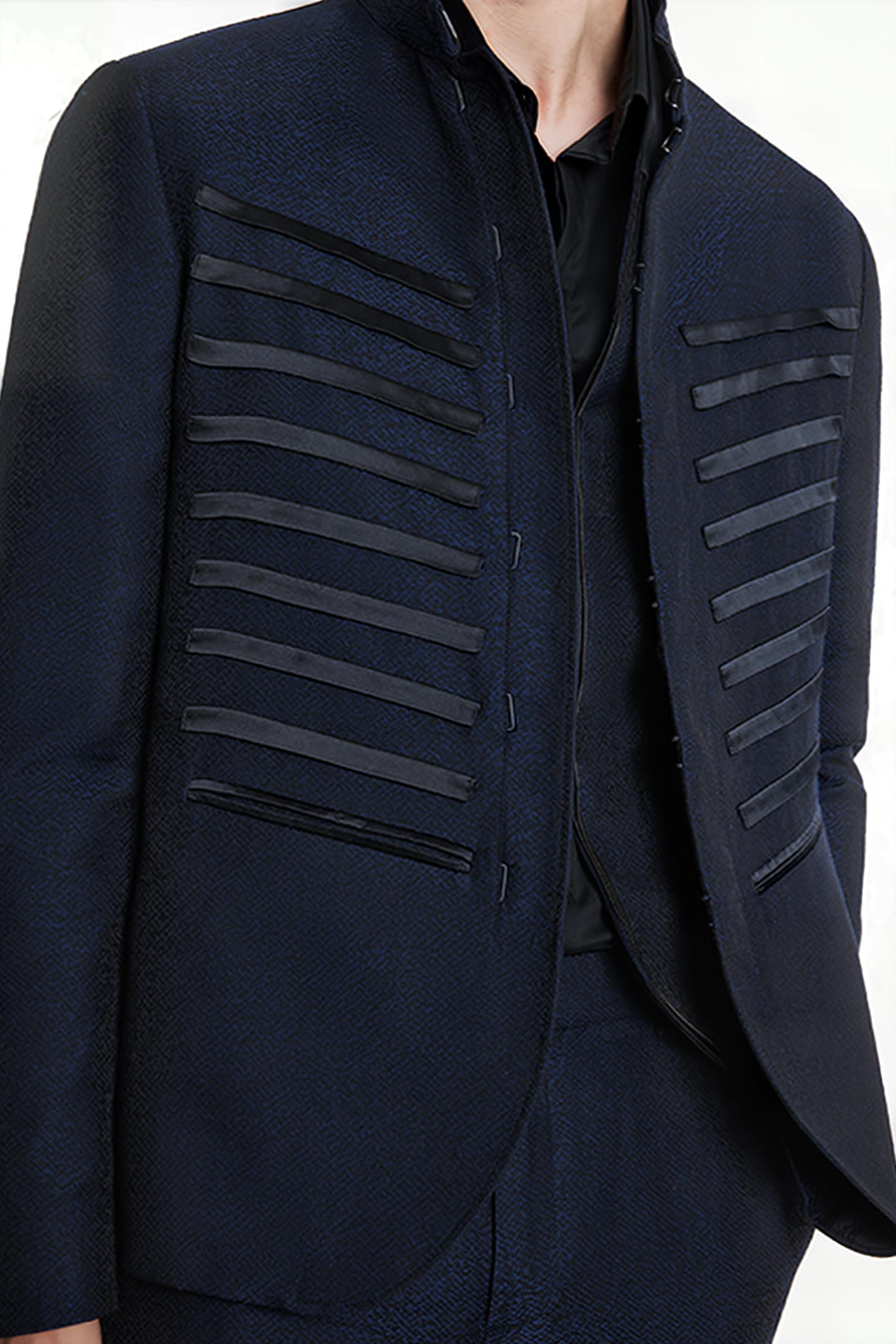 SLIM FIT H B CLOSURE JKT WITH MULTI TRIM BLUE BLACK 3