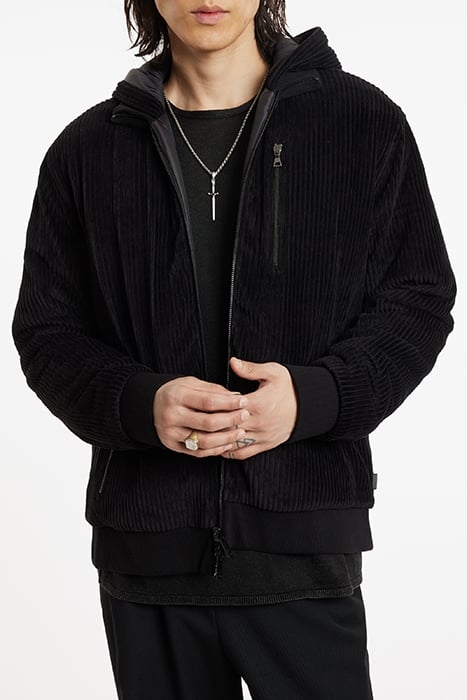 ADAMI LS QUILTED VELOUR HOOD JACKET BLACK 1