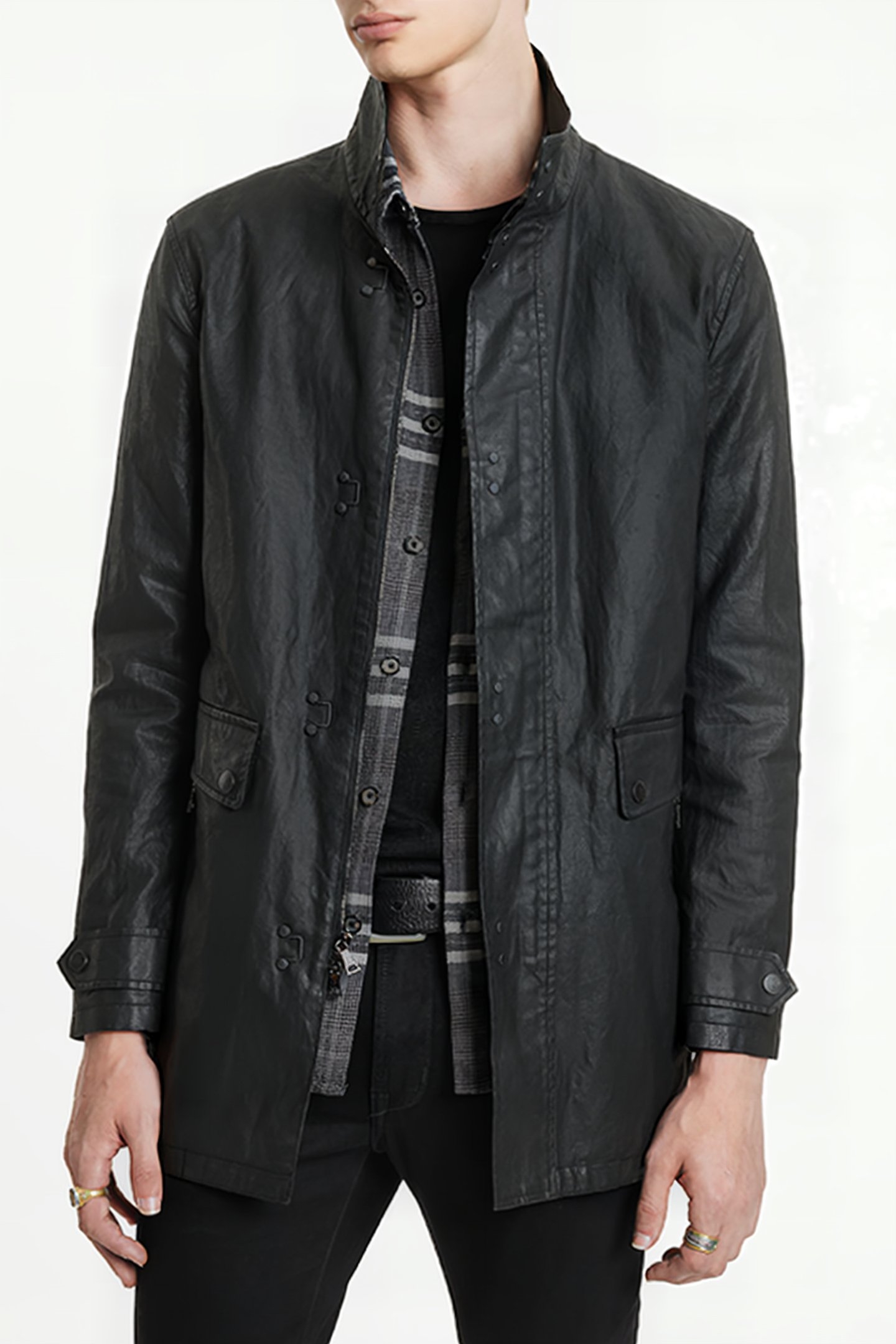 ZIP AND H B CLOSURE OUTERWEAR WITH MULT BLACK 1