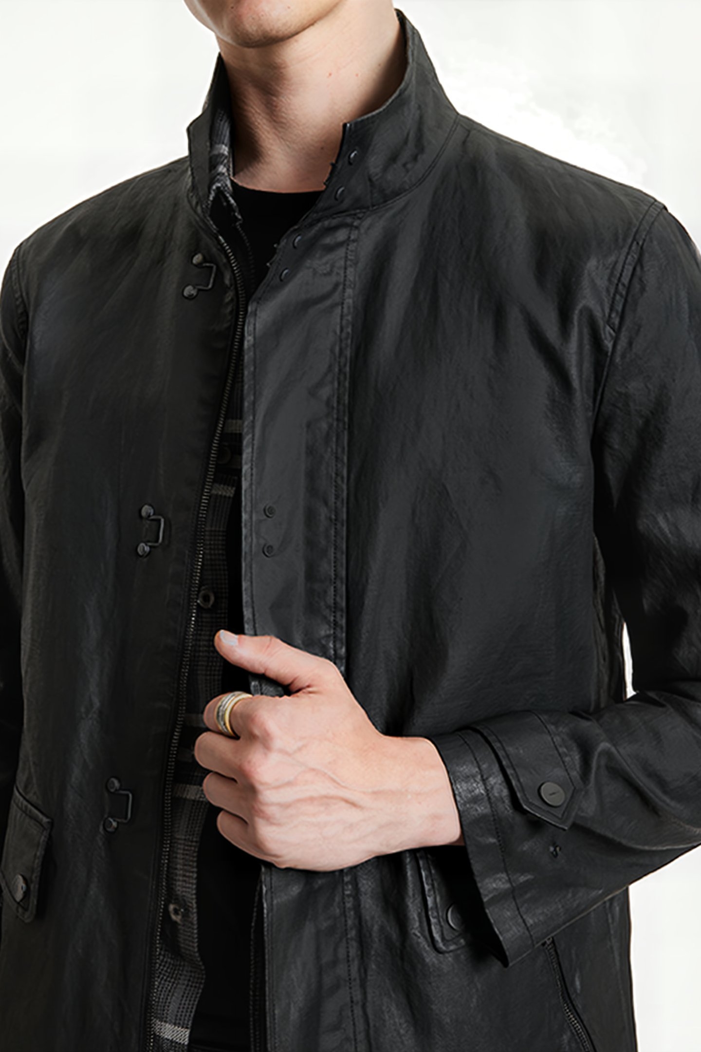ZIP AND H B CLOSURE OUTERWEAR WITH MULT BLACK 3