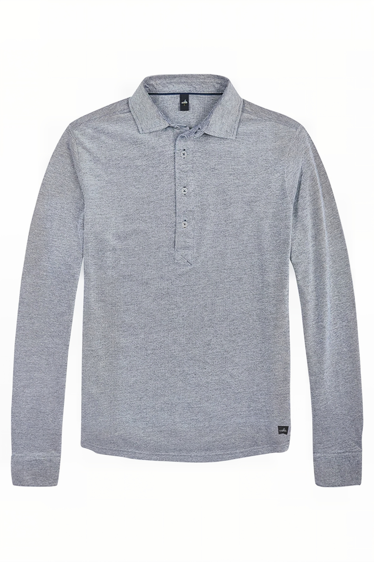 STONE | LONGSLEEVE PIQUÉ POLOSHIRT NAVY WHITE MELANGE 1