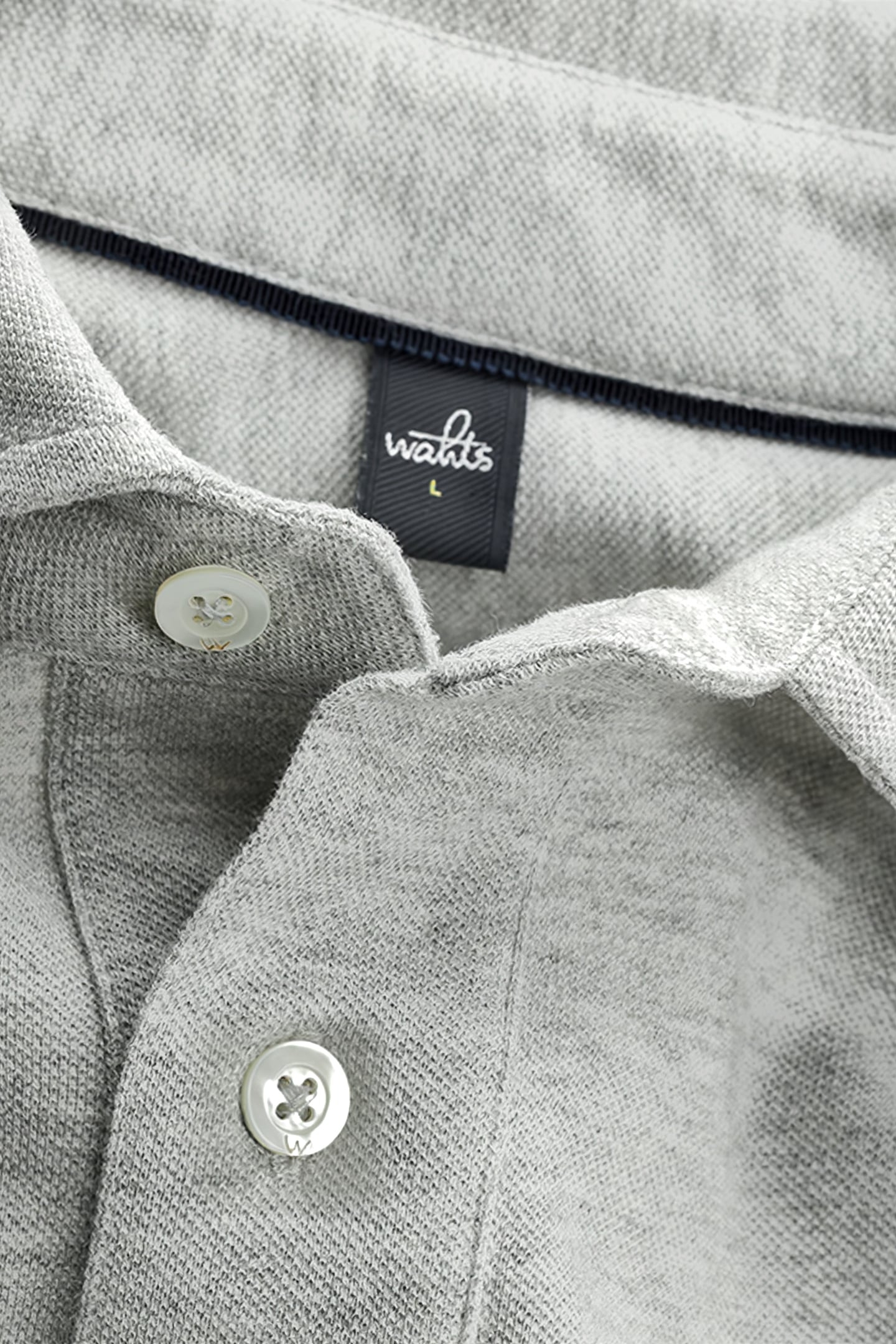 STONE | LONGSLEEVE PIQUÉ POLOSHIRT LIGHT GREY MELANGE 2