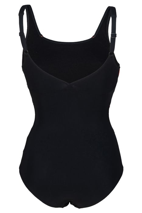 W JEWEL ONE PIECE LOW C CUP BLACK-PEONIA RED 2