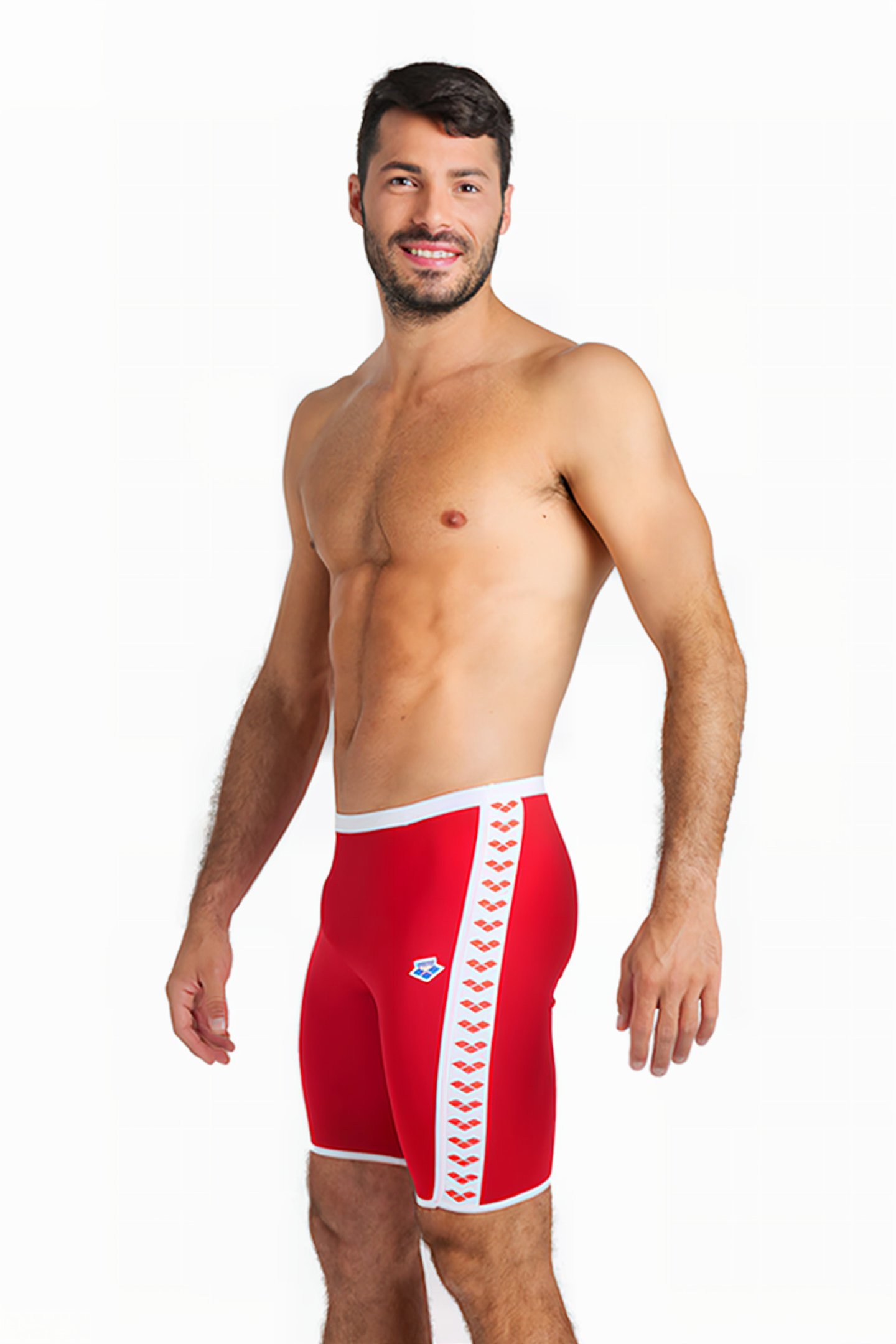 MEN'S ARENA ICONS SWIM JAMMER SOLID RED-WHITE 1