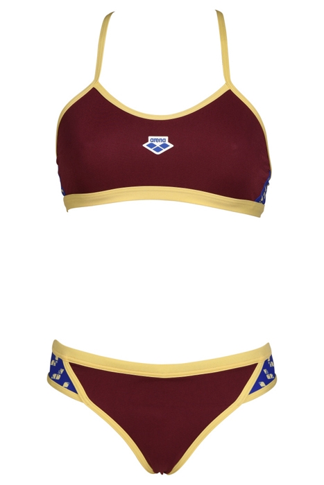 WOMEN'S ARENA ICONS BIKINI CROSS BACK SO BURGUNDY-NEON BLUE- 4