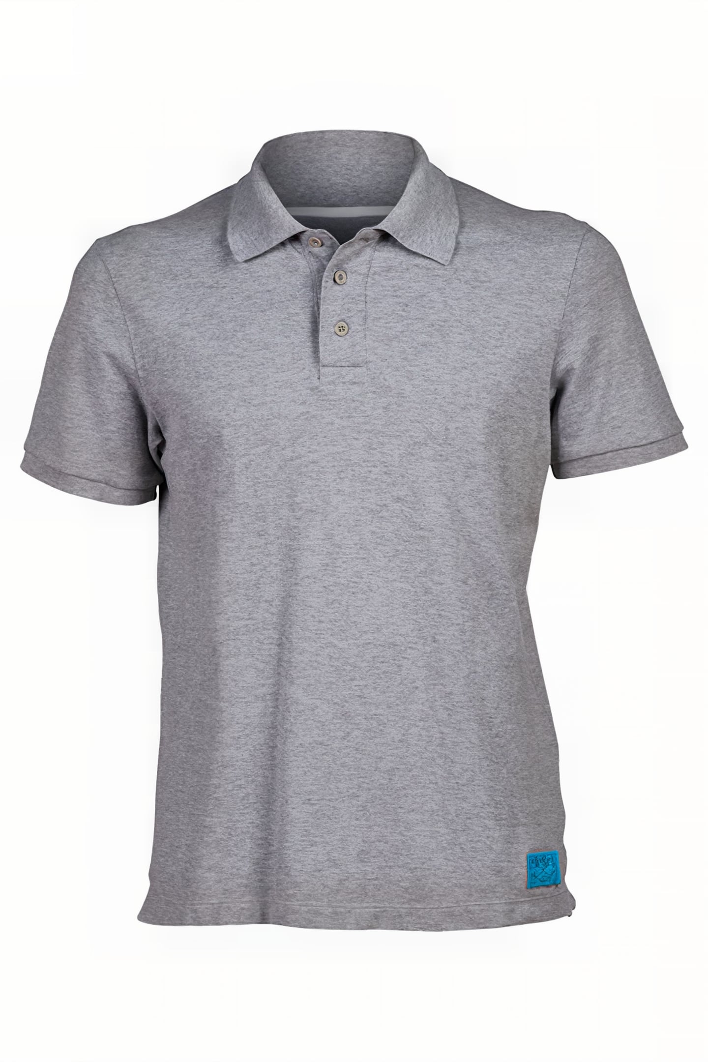 MEN'S POLOSHIRT SOLID COTTON PIQUET MEDIUM GREY HEATHER-WHIT 4