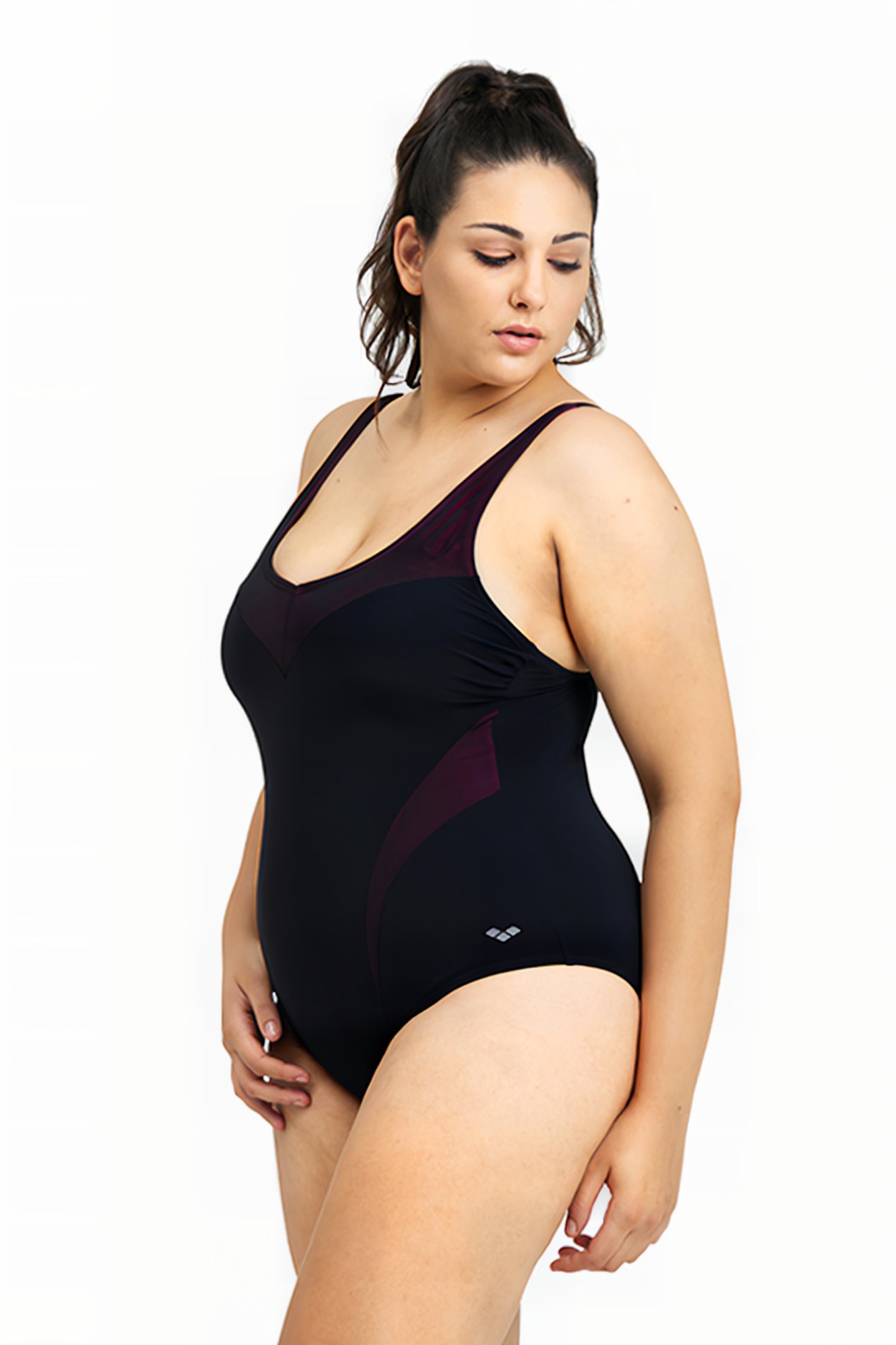 W ISABEL LIGHT CROSS BACK ONE PIECE PLUS BLACK-ROSE VIOLET 1
