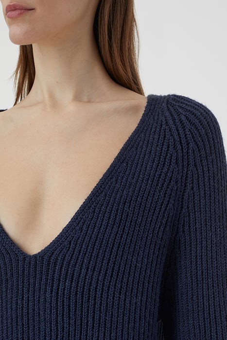 V NECK LONG SLEEVE SPACE BLUE 4