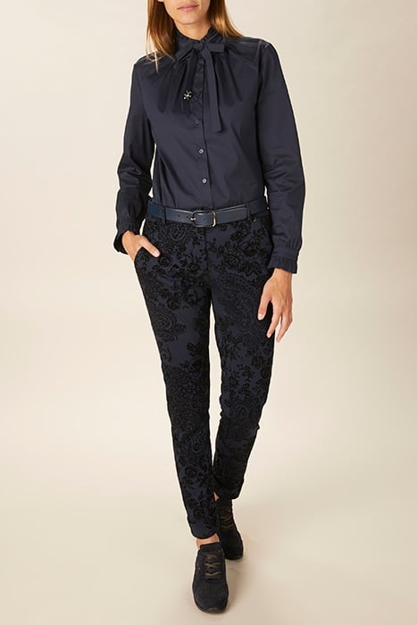 COTTON BOW TIE SHIRT IN BLUE 3