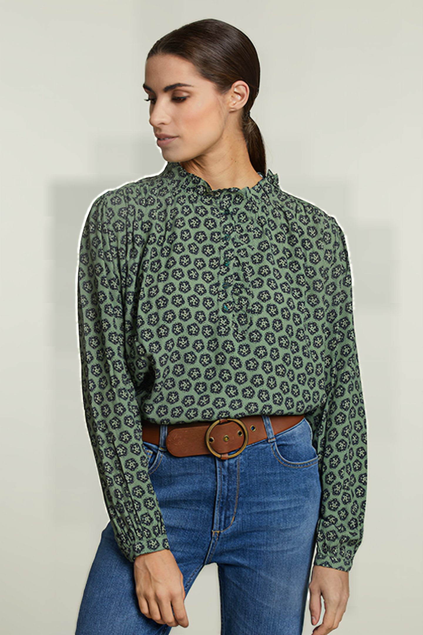 MULTI FANTASY BLOUSE BALLOON SLEEVES 1