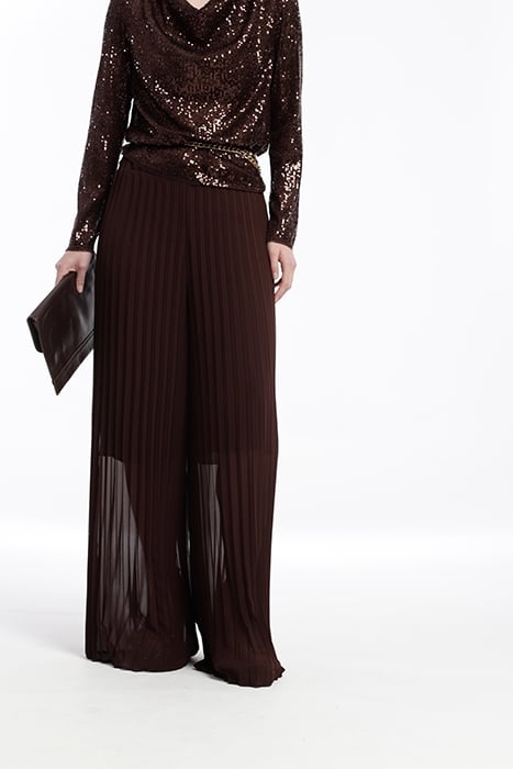 CHIFFON ASISA PLEATED TROUSER BROWN 1