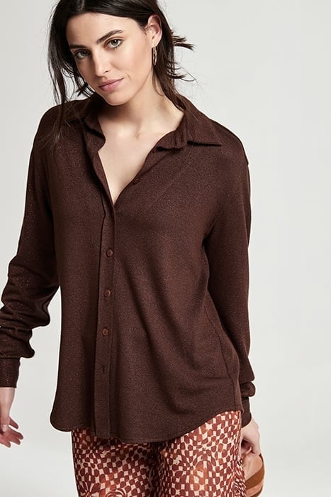 LUREX KNIT TAILORED SHIRT BROWN 4