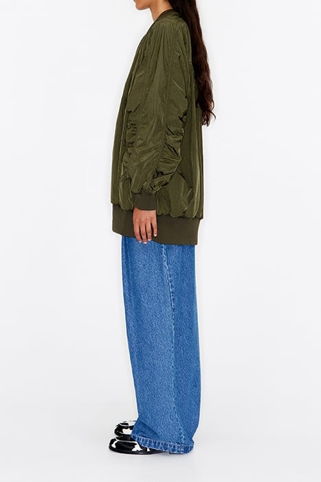 KHAKI NYLON BOMBER JACKET 4