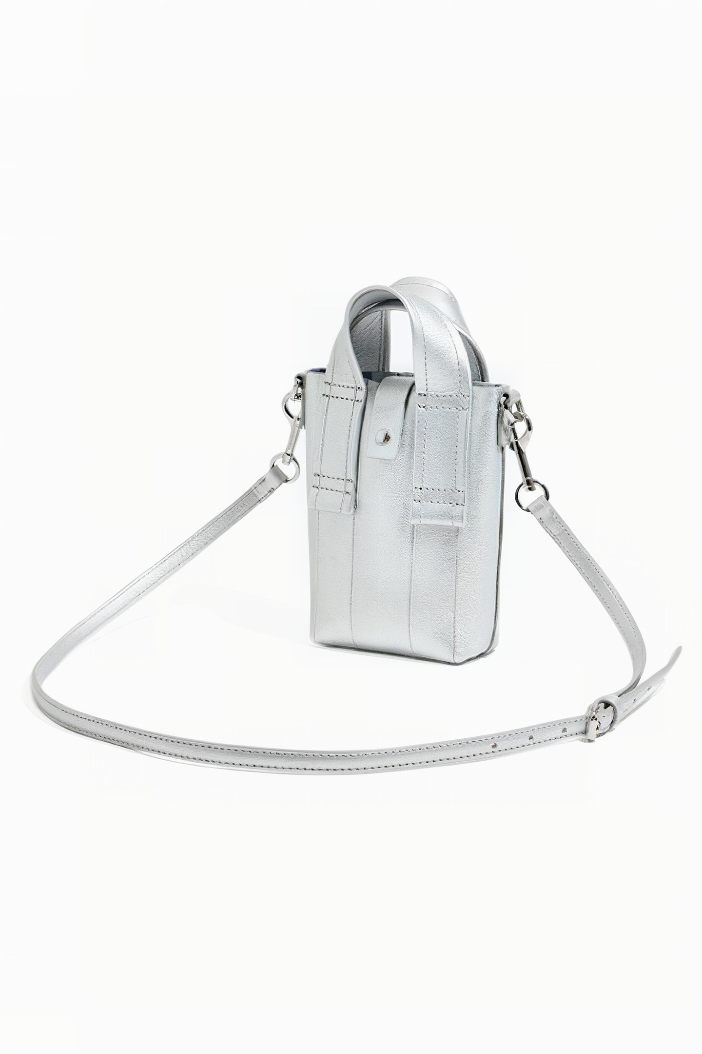 MINI SILVER LEATHER CROSSBODY BAG 2