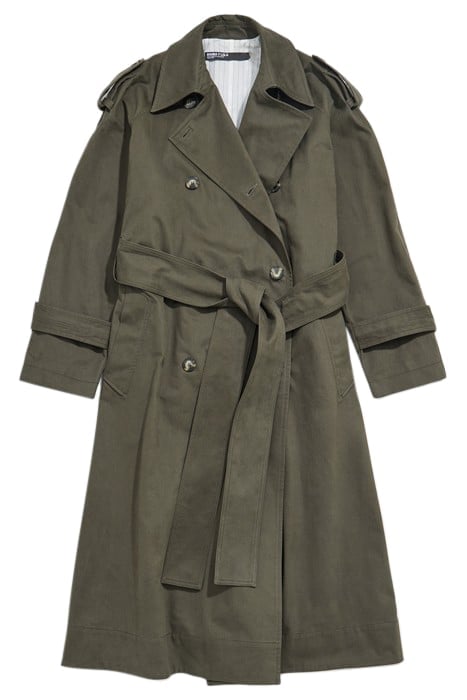 LONG DARK KHAKI TRENCH COAT 3