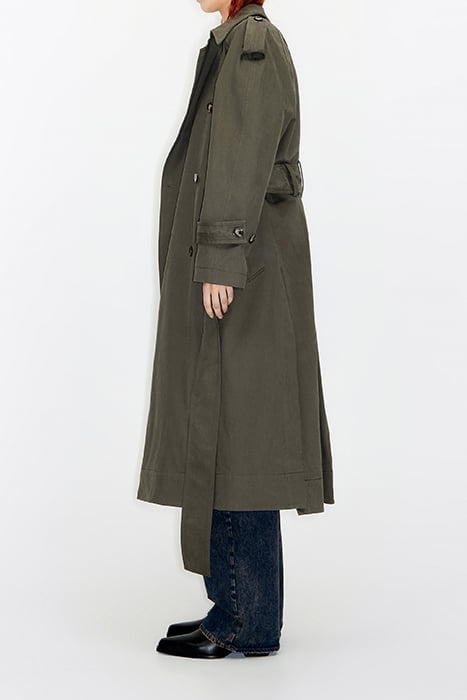 LONG DARK KHAKI TRENCH COAT 4