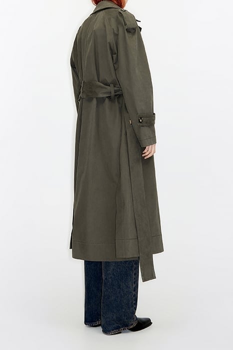LONG DARK KHAKI TRENCH COAT 2