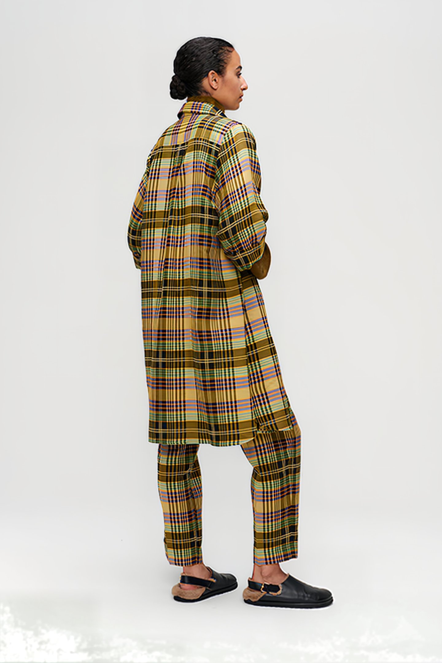 DOOR CHECKED DRESS MOSS 4