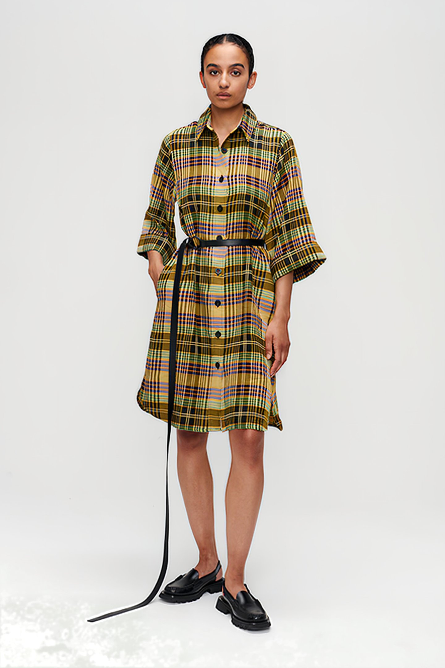 DOOR CHECKED DRESS MOSS 1