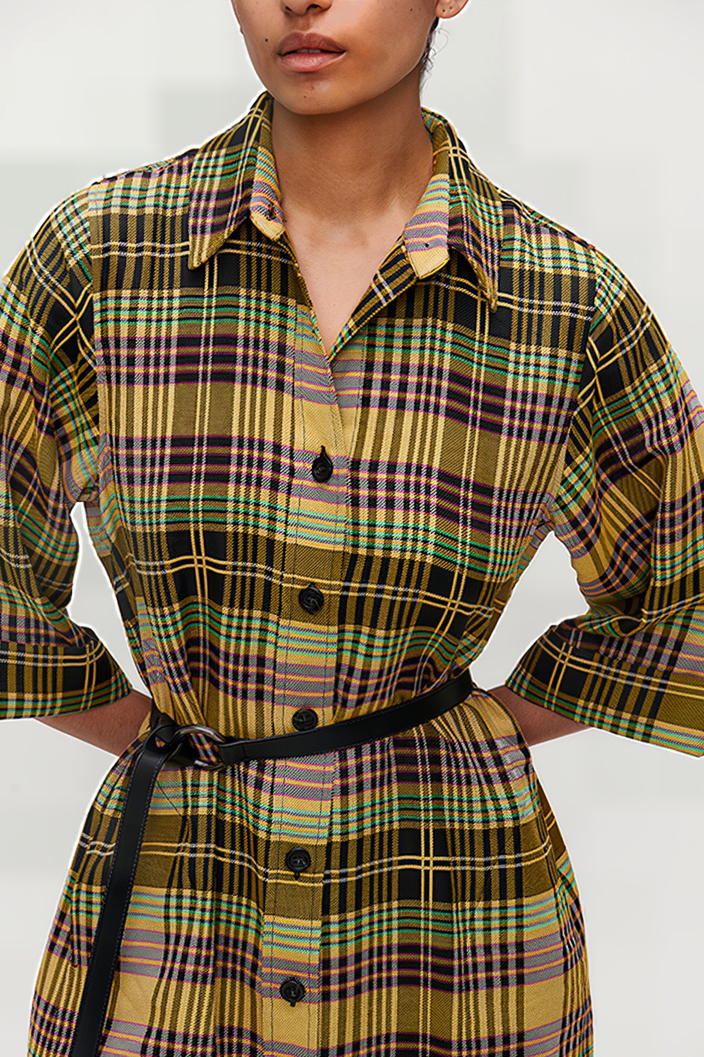 DOOR CHECKED DRESS MOSS 5