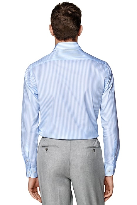 LIGHT BLUE STRIPED TWILL SLIM FIT SHIRT 2