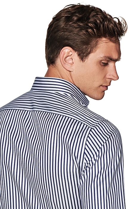 NAVY STRIPED TWILL SLIM FIT SHIRT 7