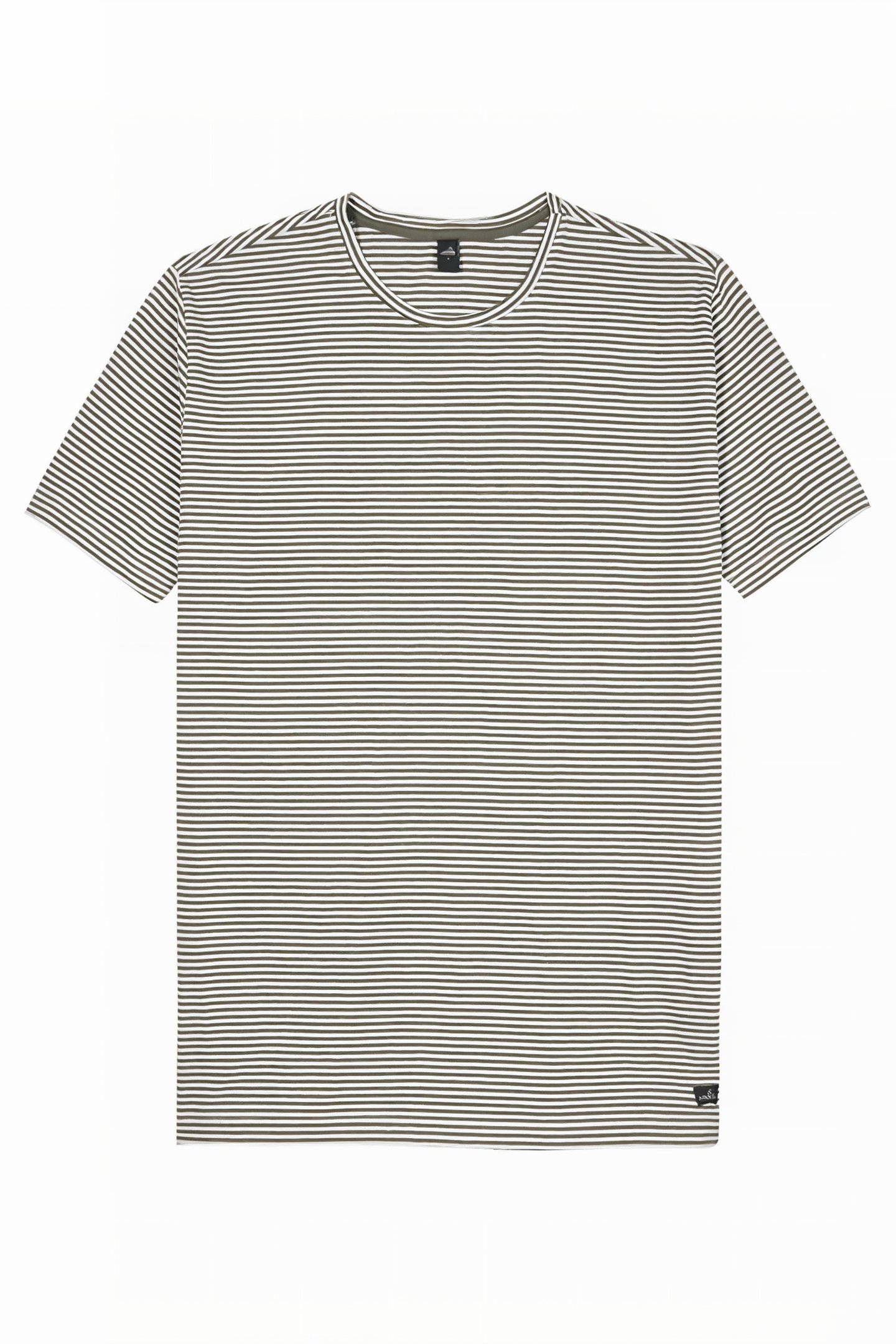 WOODS | CREW NECK T-SHIRT ARMY/WHITE STRIPE 1