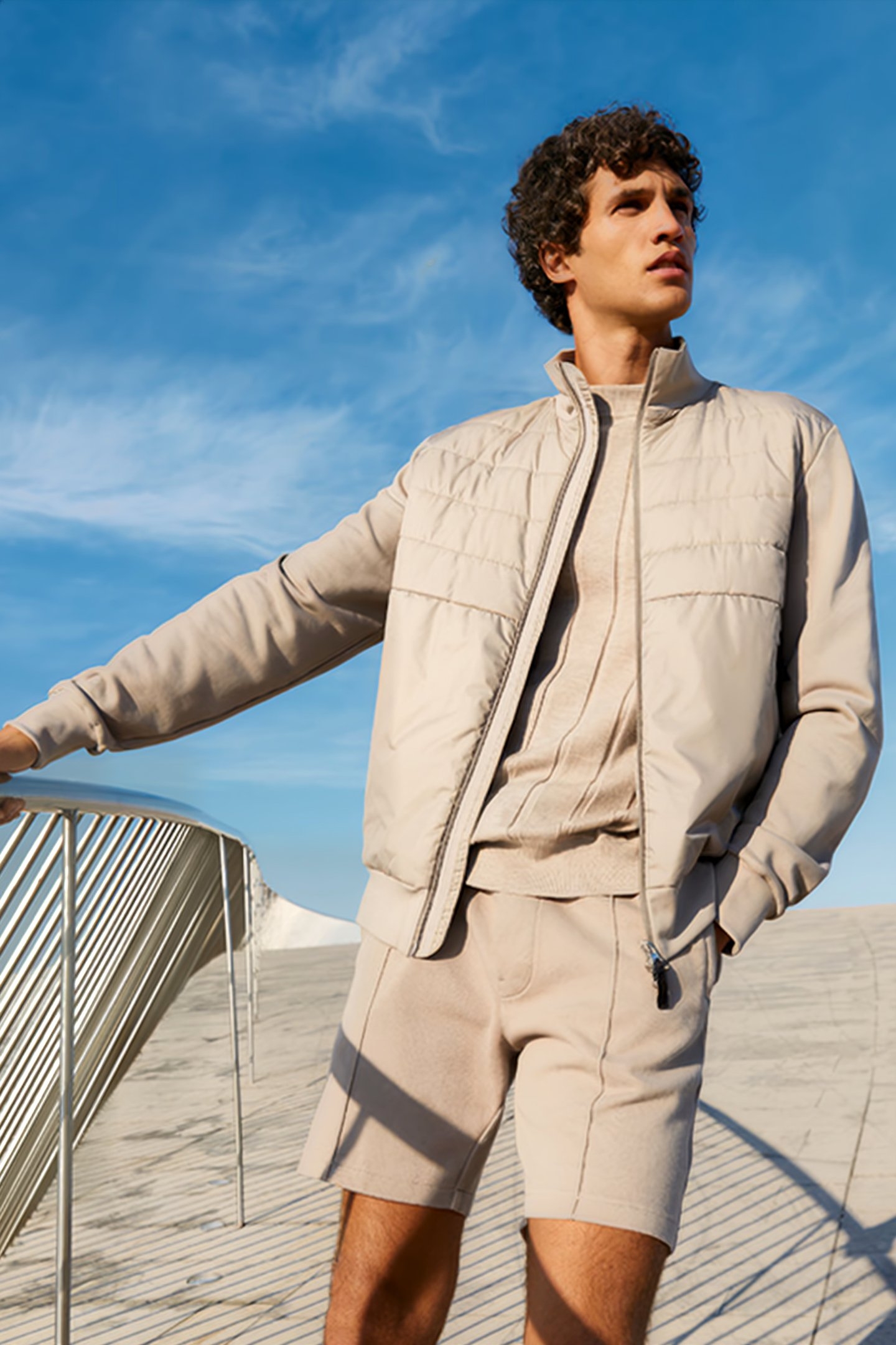 GRIFFIN | QUILTED SWEAT JACKET SLATE BEIGE 1