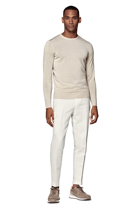 WHITE WIDE LEG TAPERED TROUSERS 3