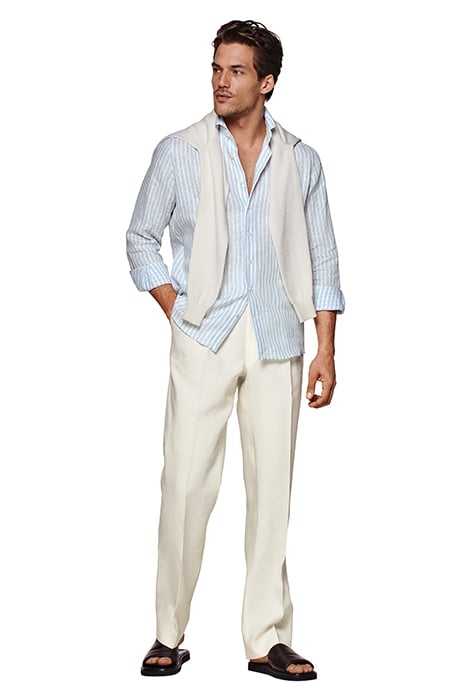 LIGHT BLUE STRIPED SLIM FIT SHIRT 4