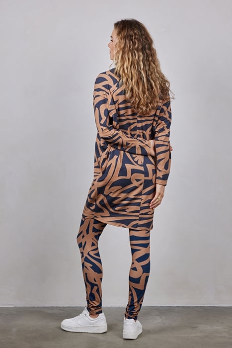 COMFY LOOSE DRESS 3/4 SLEEVE PRINT DARKBLUE WITH SCRIBBLE PR 3