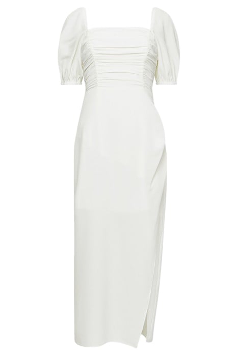 AFINA VERONA RUCHED MIDI DRESS WHITE 1