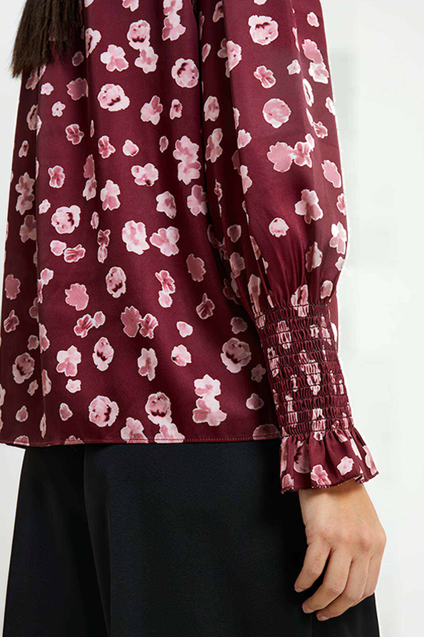 BRONWEN ALEEYA SATIN LS V NK BROWN 4