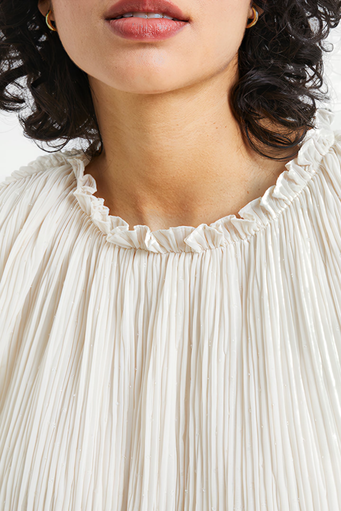 CALLIE LUREX PLEATED TOP BROWN 5