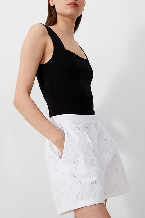 RHODES COTTON EMBROIDER SHORTS WHITE 3
