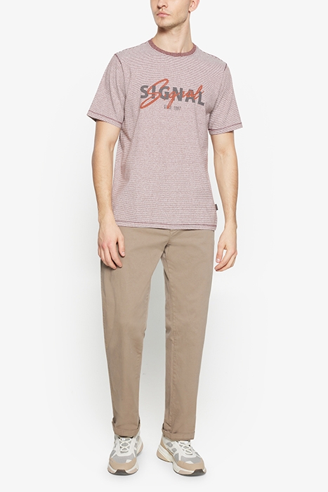 LUKESI PRINT STRIPE TEE TANDOORIRED 3