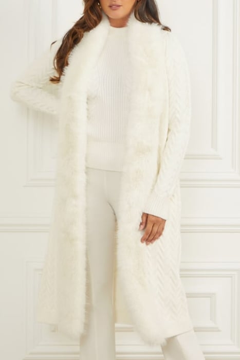 PAULA FAUX FUR LONG PALE COAT PEARL 4