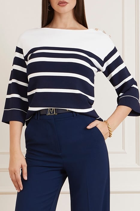 FEBE SWEATER STRIPED BLUE AND WHITE KNITTED STRIP 1