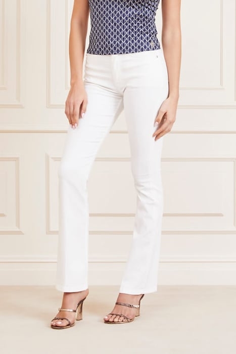 MARCIANO BY GUESS NEW KAYLA DENIM PALE PEARL FLARED MULTI 1